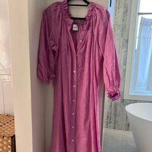 SLEEPER - Daily Sleeper linen dress - pink/purple - brand new condition